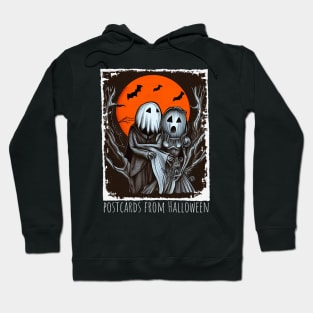 Monster Pumpkin face scary ghosts and orange full moon Hoodie